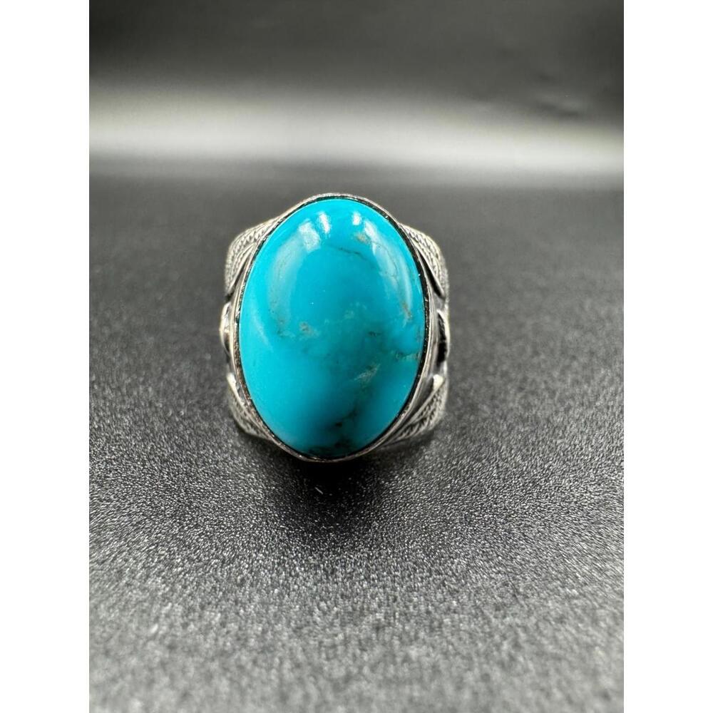 Vintage Navajo Turquoise Sterling Silver Ring Arthur J Williams Cabochon 12.69g - Picture 1 of 9